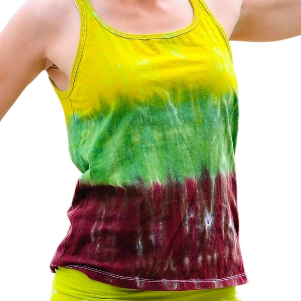 Womens Tank Top Size Small Green Handcrafted Tie Dye Festival Earthy Hippie New